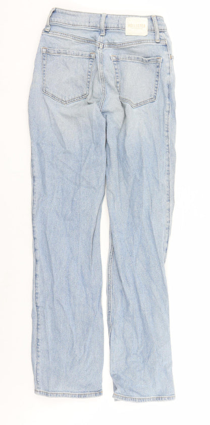 Hollister Womens Blue Cotton Straight Jeans Size 24 in L29 in Regular Zip