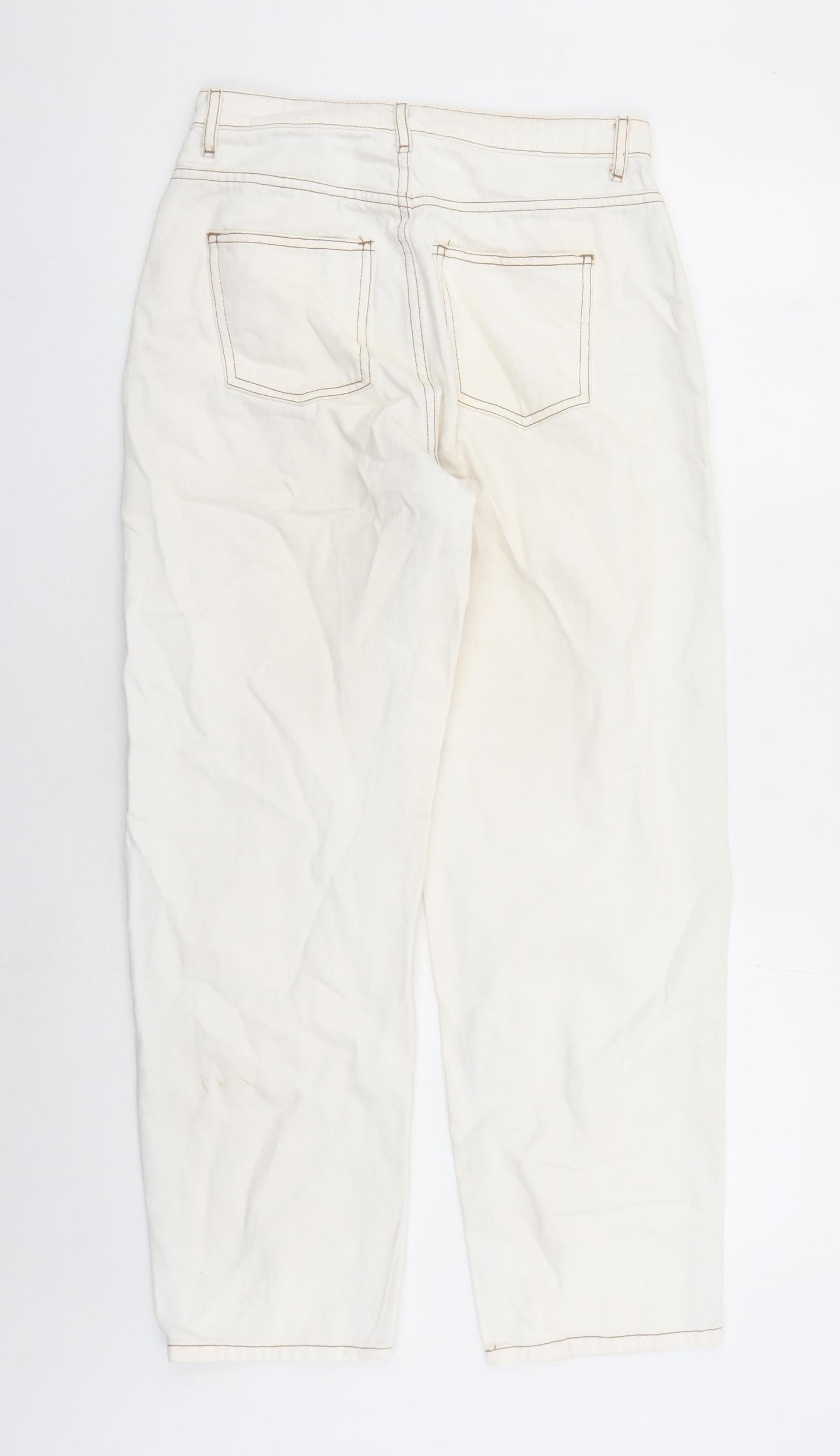 Noisy may Womens Beige Cotton Straight Jeans Size 28 in L27 in Regular Zip