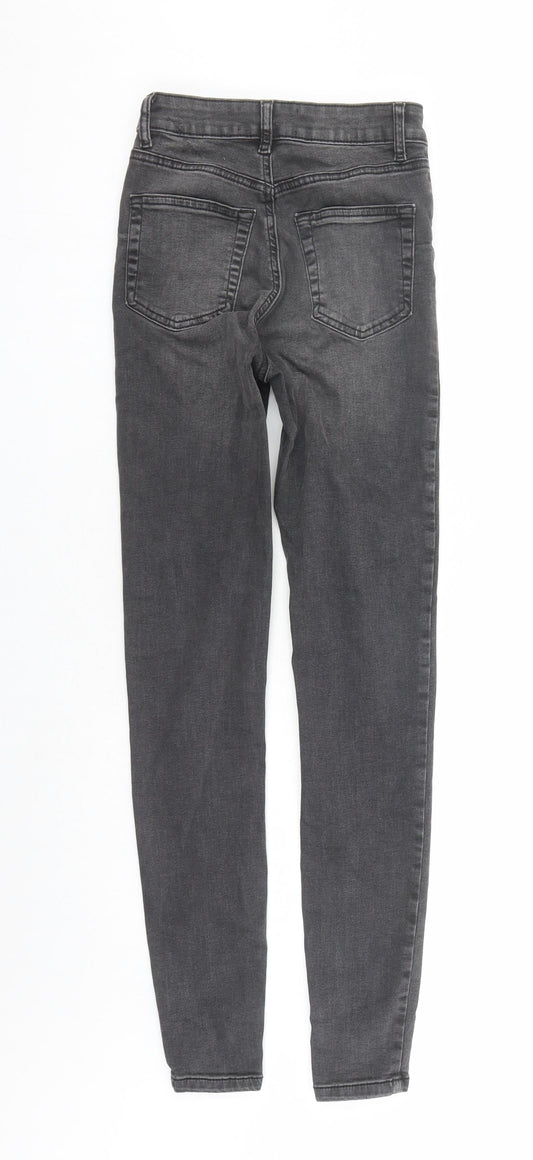Denim & Co. Womens Grey Cotton Skinny Jeans Size 6 L29 in Regular Zip