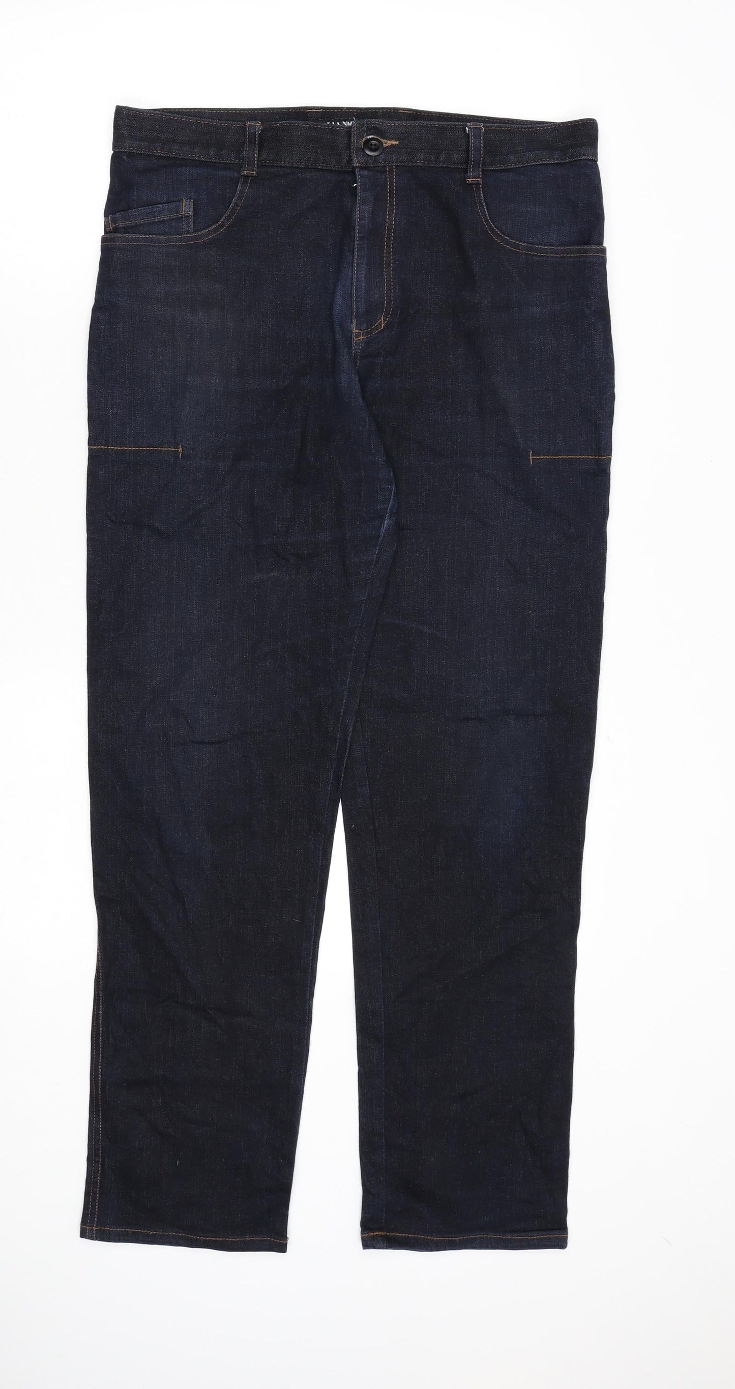 Mandatory Mens Blue Cotton Straight Jeans Size 34 in L30 in Regular Zip