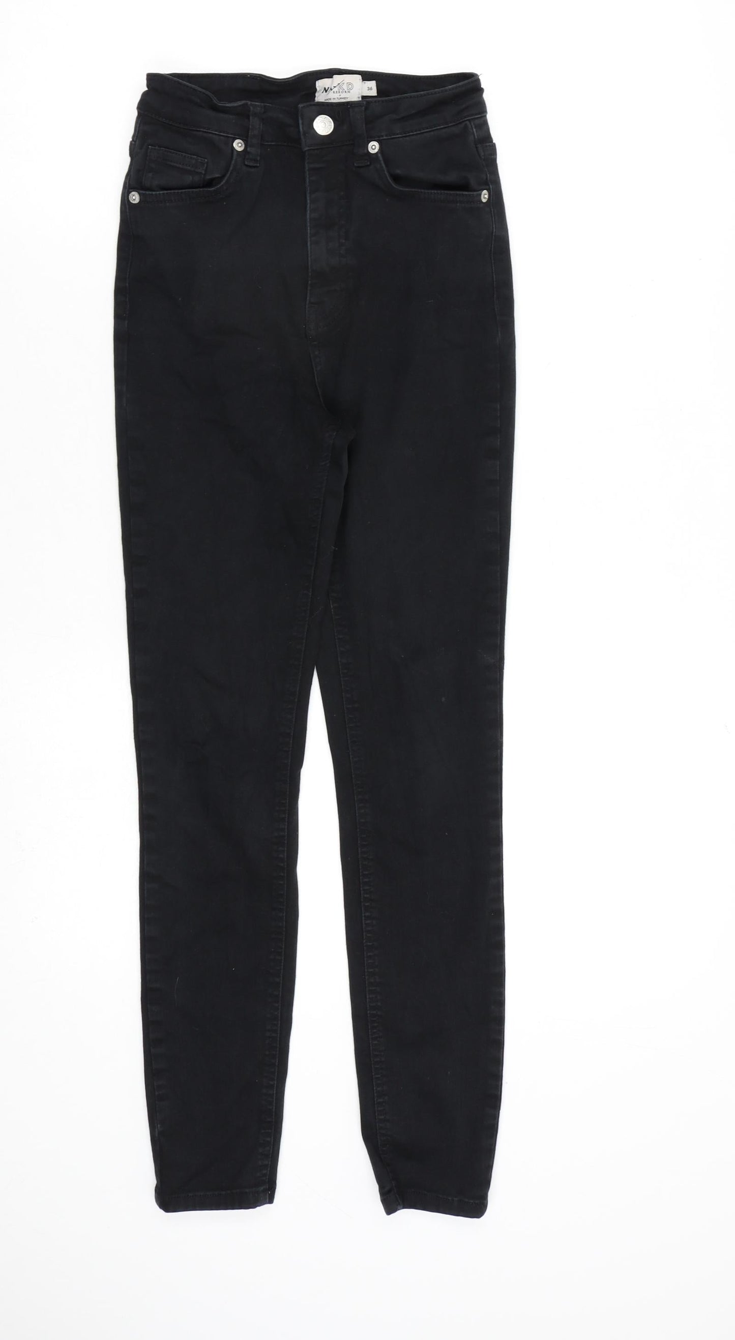 Nakd Womens Black Cotton Straight Jeans Size 8 L27 in Regular Zip