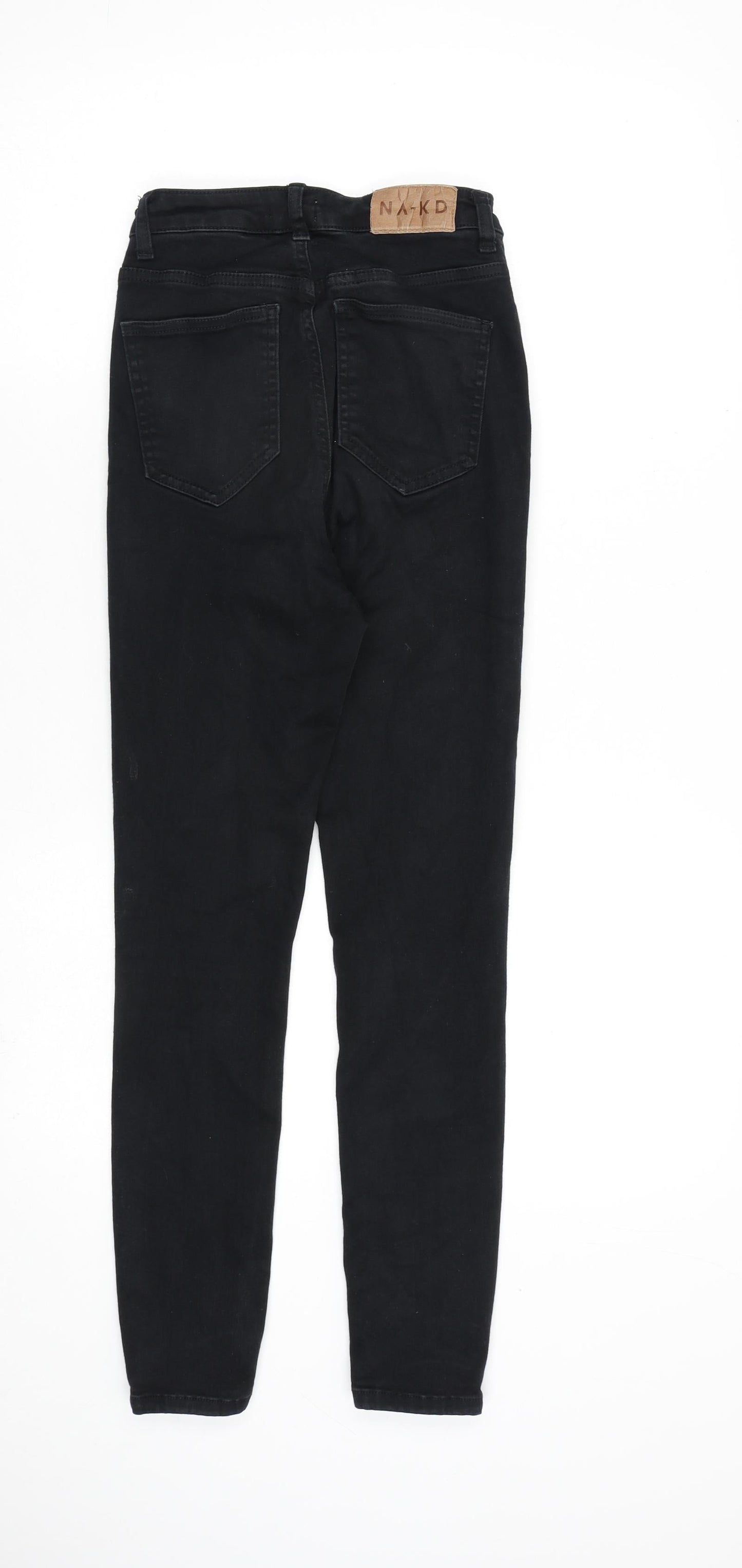 Nakd Womens Black Cotton Straight Jeans Size 8 L27 in Regular Zip