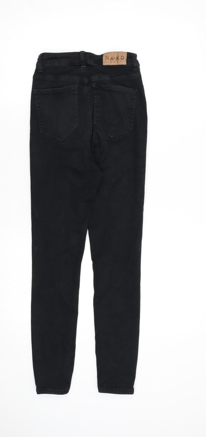 Nakd Womens Black Cotton Straight Jeans Size 8 L27 in Regular Zip