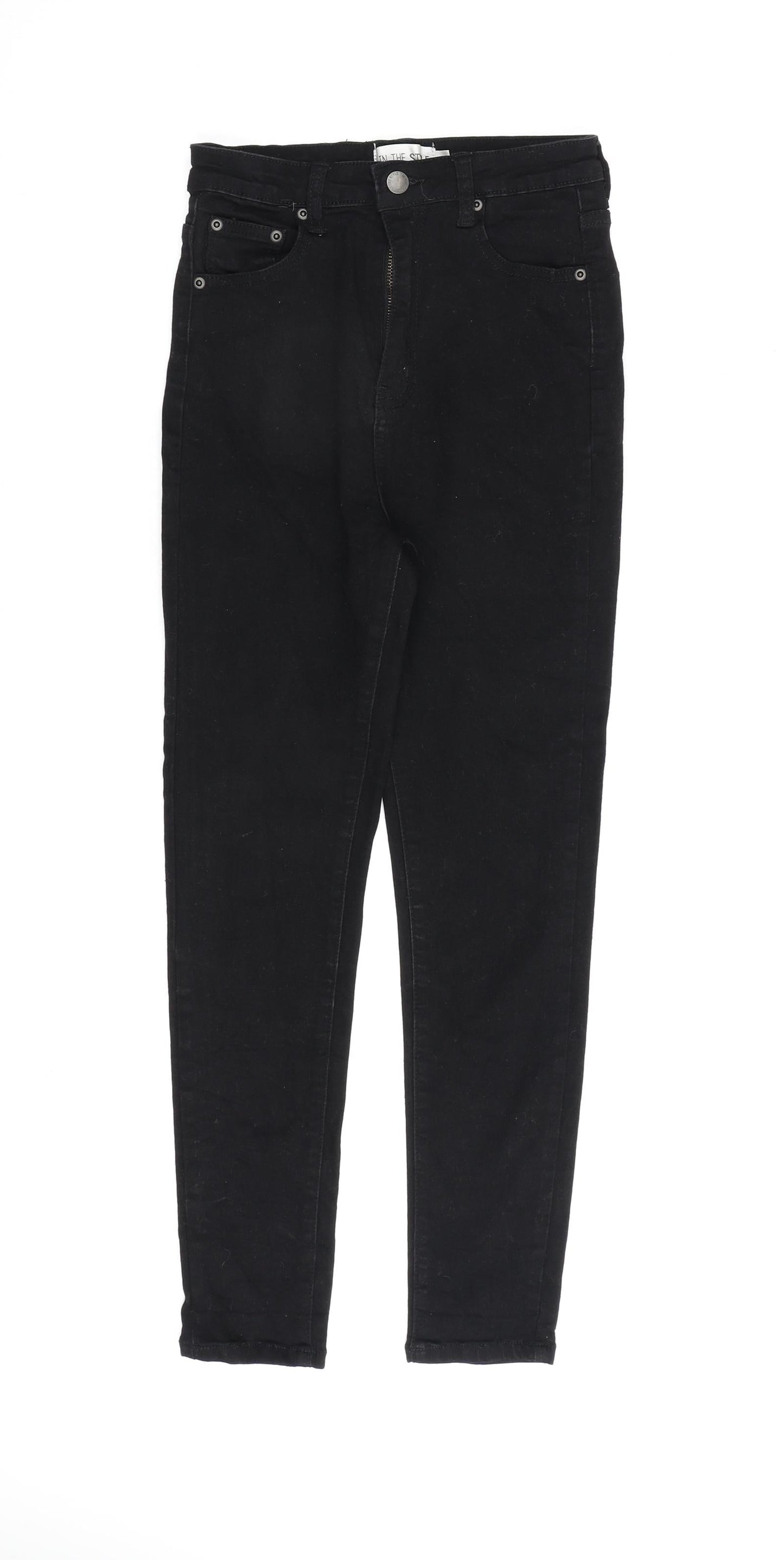 In the Style Womens Black Cotton Straight Jeans Size 8 L26 in Regular Zip