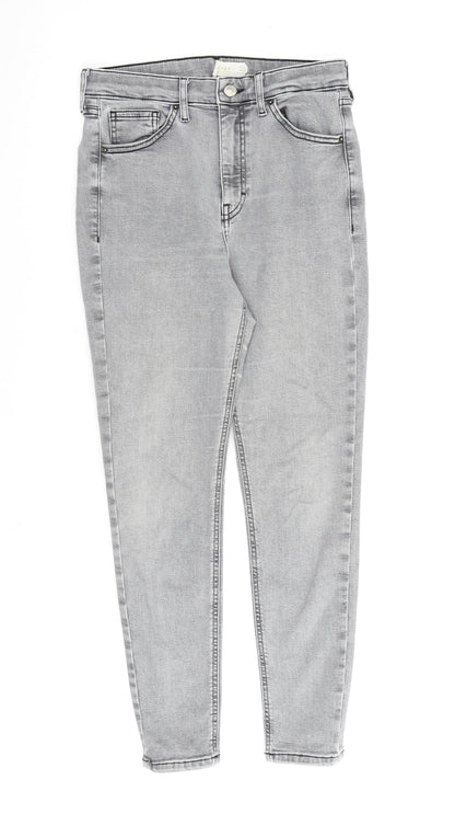 Topshop Womens Grey Cotton Straight Jeans Size 28 in L30 in Regular Zip