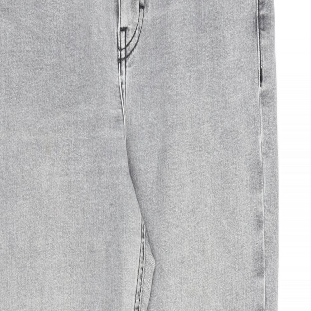 Topshop Womens Grey Cotton Straight Jeans Size 28 in L30 in Regular Zip