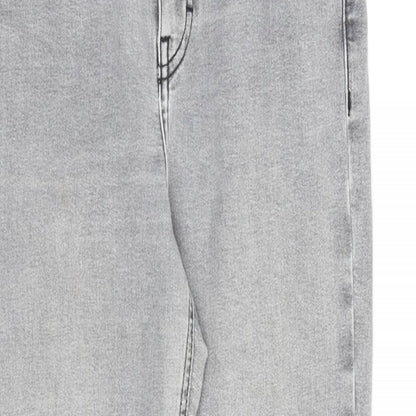 Topshop Womens Grey Cotton Straight Jeans Size 28 in L30 in Regular Zip