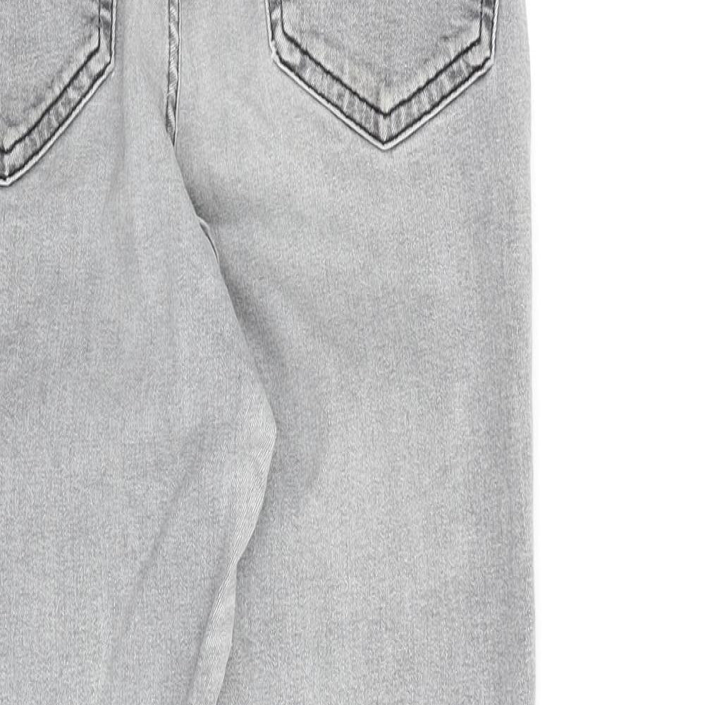 Topshop Womens Grey Cotton Straight Jeans Size 28 in L30 in Regular Zip
