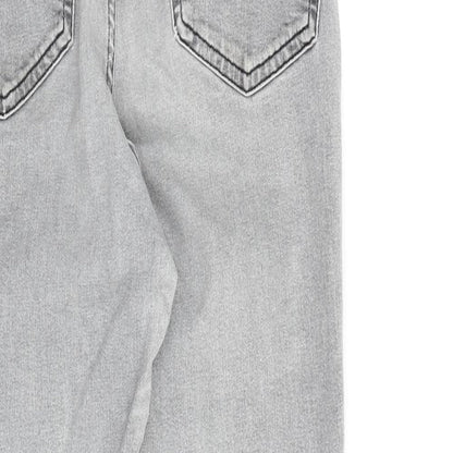 Topshop Womens Grey Cotton Straight Jeans Size 28 in L30 in Regular Zip