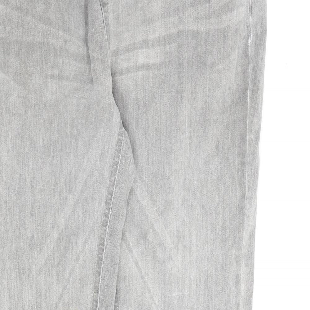 Denim & Co. Womens Grey Cotton Straight Jeans Size 12 L30 in Regular Zip