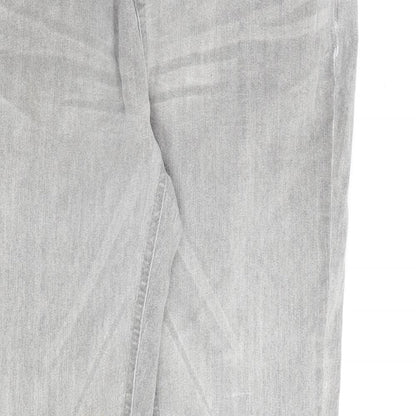 Denim & Co. Womens Grey Cotton Straight Jeans Size 12 L30 in Regular Zip