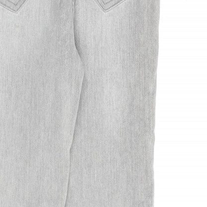 Denim & Co. Womens Grey Cotton Straight Jeans Size 12 L30 in Regular Zip