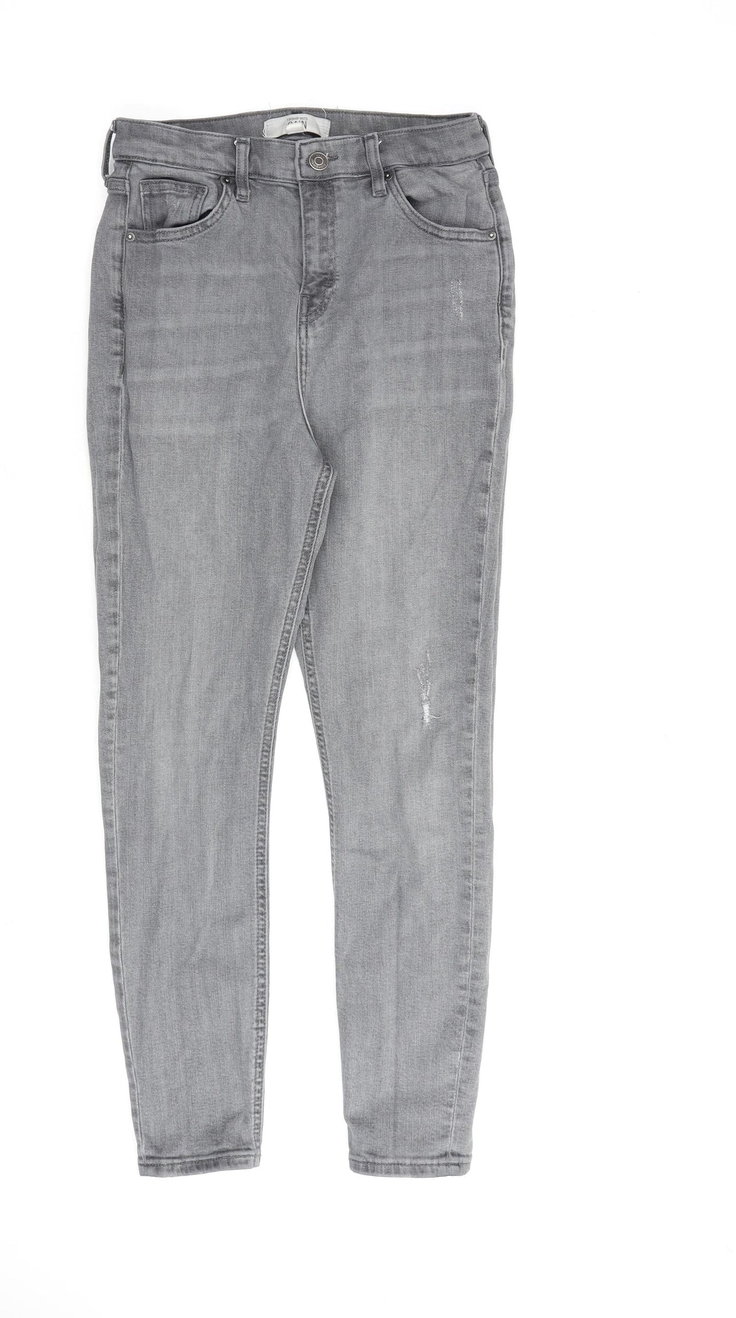 Topshop Womens Grey Cotton Straight Jeans Size 30 in L30 in Regular Zip