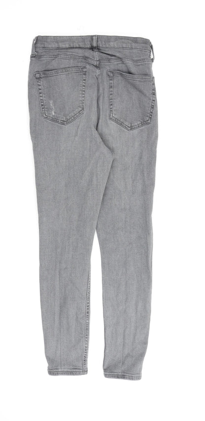 Topshop Womens Grey Cotton Straight Jeans Size 30 in L30 in Regular Zip