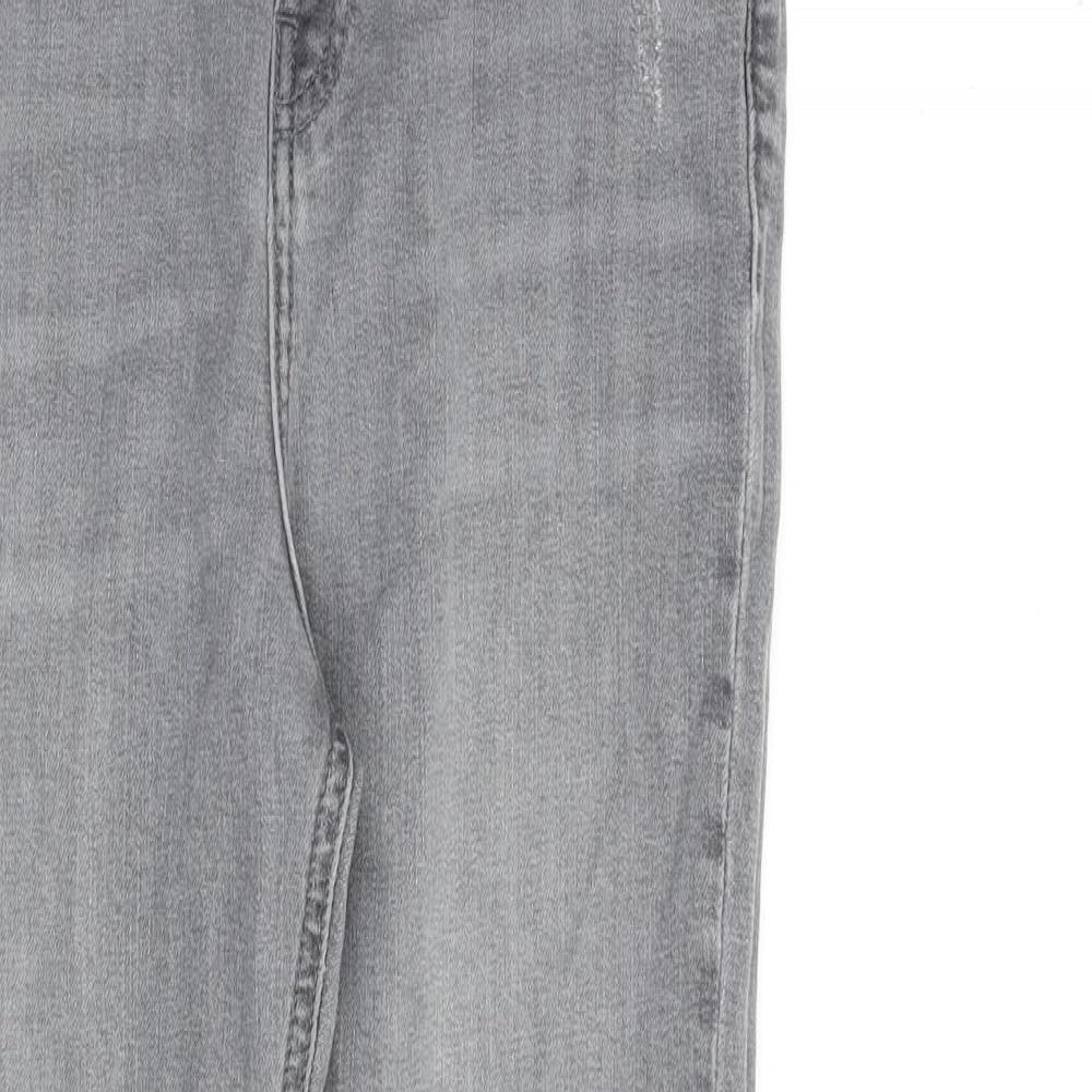 Topshop Womens Grey Cotton Straight Jeans Size 30 in L30 in Regular Zip
