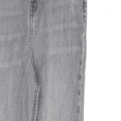 Topshop Womens Grey Cotton Straight Jeans Size 30 in L30 in Regular Zip