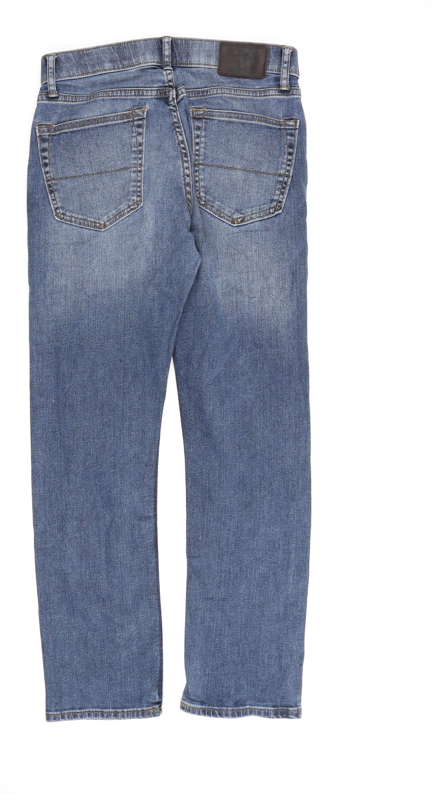 Marks and Spencer Mens Blue Cotton Straight Jeans Size 30 in L31 in Slim Zip