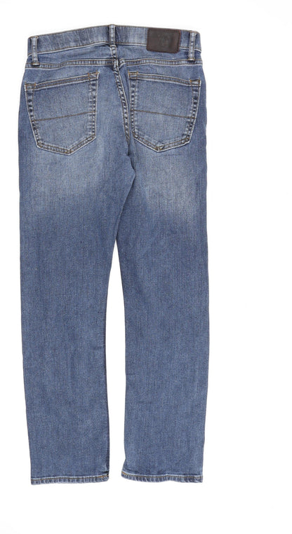 Marks and Spencer Mens Blue Cotton Straight Jeans Size 30 in L31 in Slim Zip