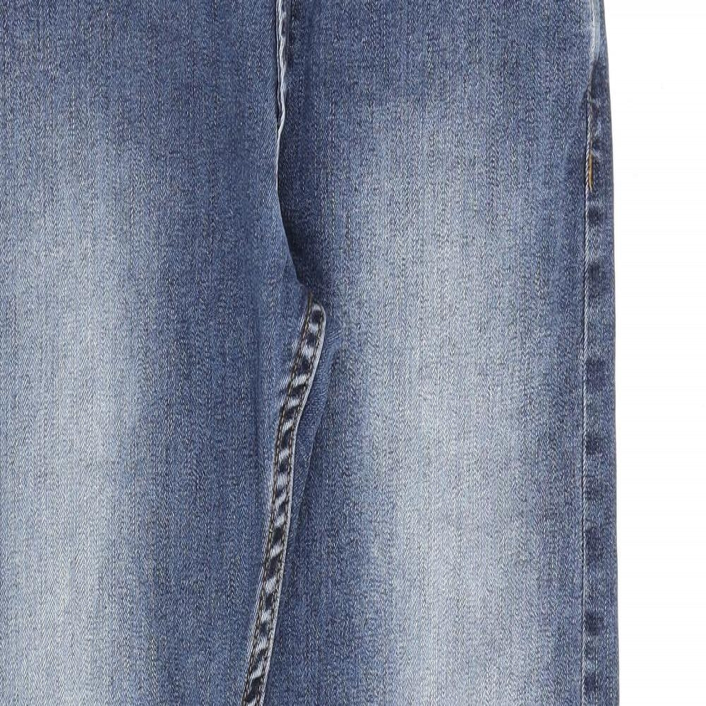 Marks and Spencer Mens Blue Cotton Straight Jeans Size 30 in L31 in Slim Zip