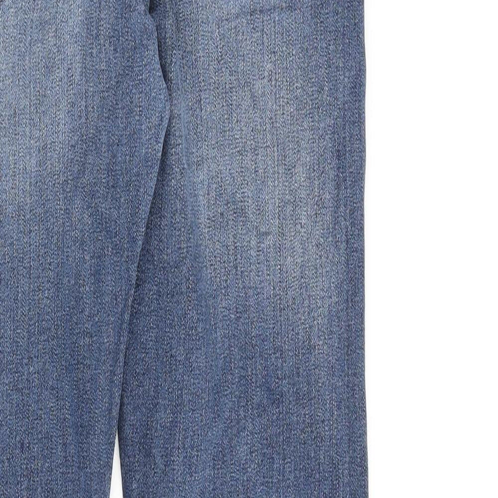 Marks and Spencer Mens Blue Cotton Straight Jeans Size 30 in L31 in Slim Zip