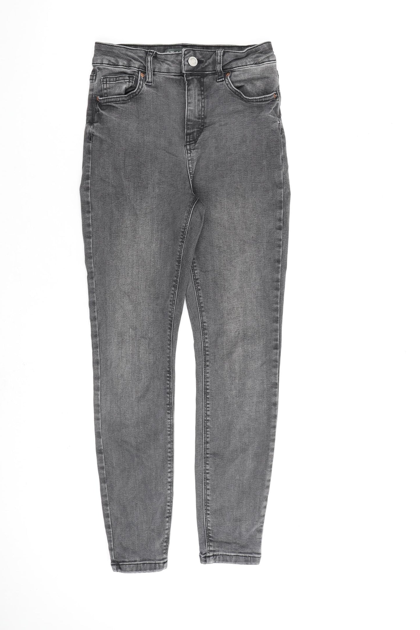 Denim & Co. Womens Grey Cotton Straight Jeans Size 8 L26 in Regular Zip