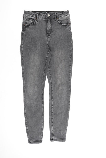 Denim & Co. Womens Grey Cotton Straight Jeans Size 8 L26 in Regular Zip