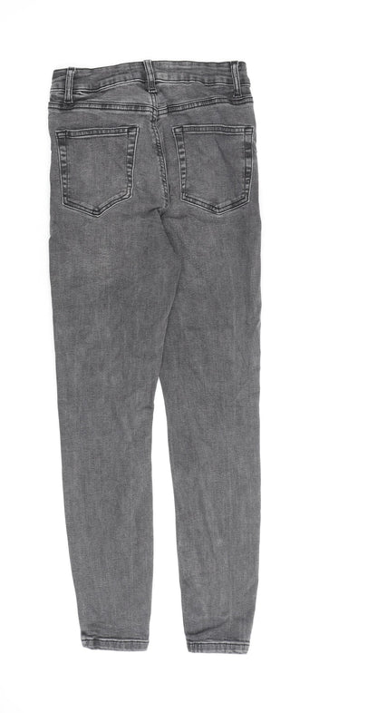 Denim & Co. Womens Grey Cotton Straight Jeans Size 8 L26 in Regular Zip