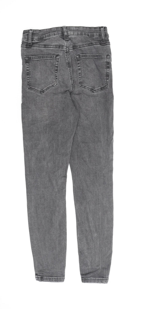 Denim & Co. Womens Grey Cotton Straight Jeans Size 8 L26 in Regular Zip