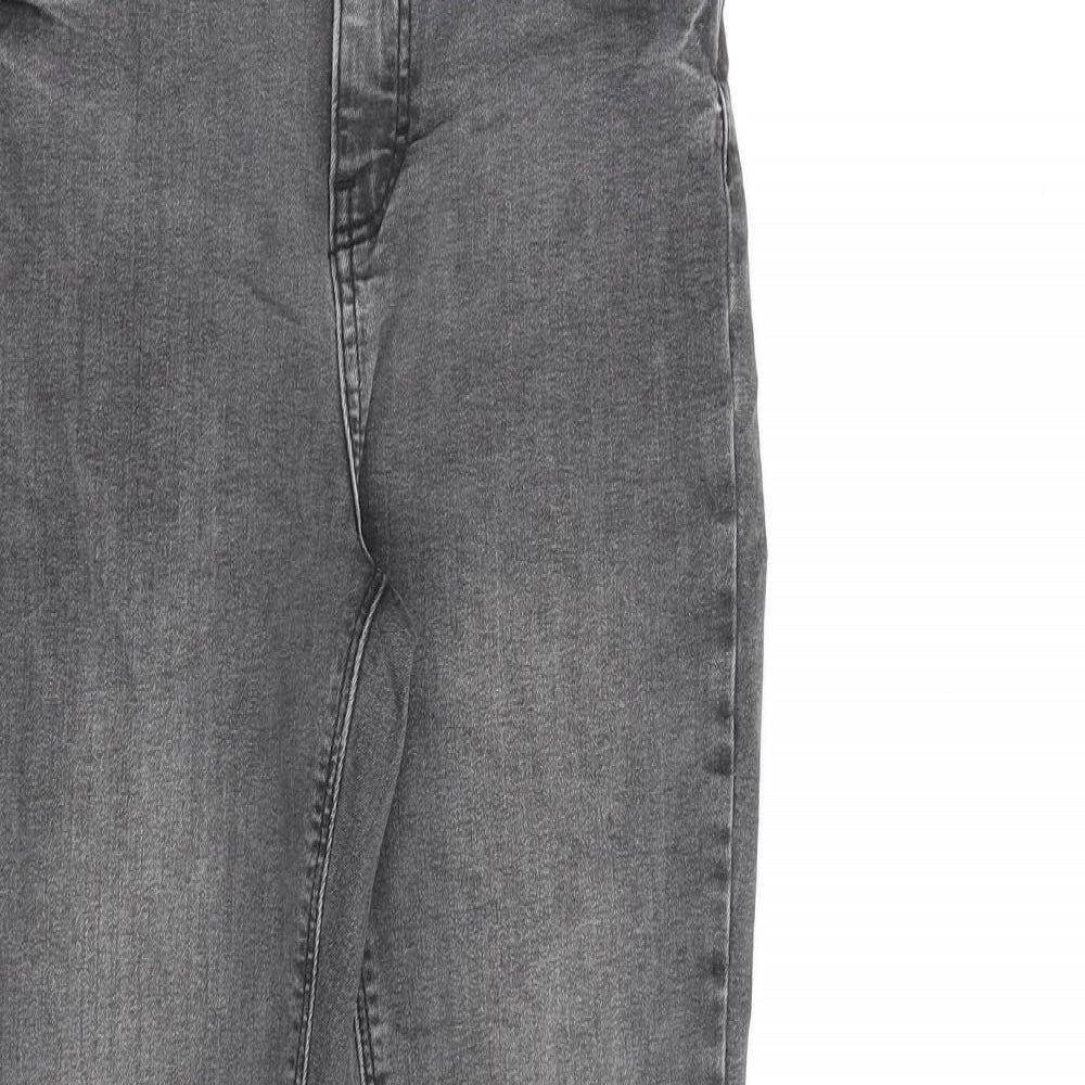 Denim & Co. Womens Grey Cotton Straight Jeans Size 8 L26 in Regular Zip