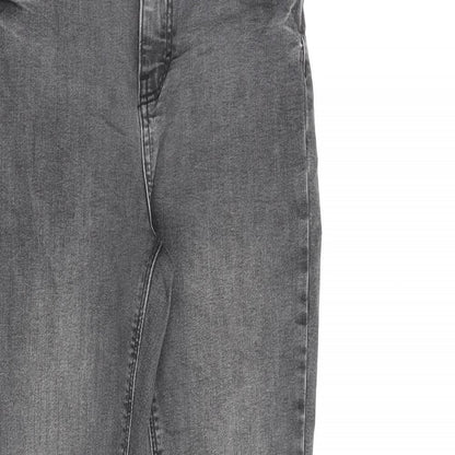 Denim & Co. Womens Grey Cotton Straight Jeans Size 8 L26 in Regular Zip