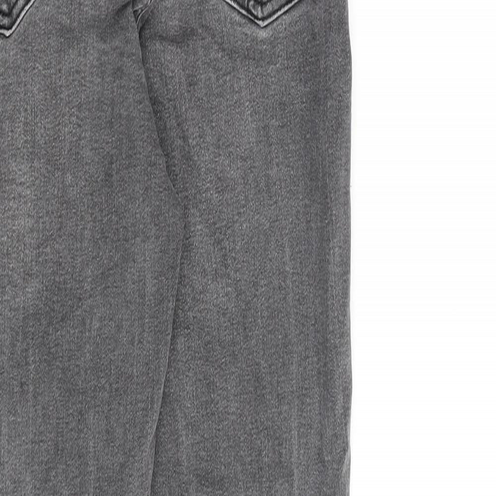 Denim & Co. Womens Grey Cotton Straight Jeans Size 8 L26 in Regular Zip