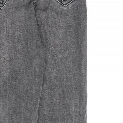 Denim & Co. Womens Grey Cotton Straight Jeans Size 8 L26 in Regular Zip