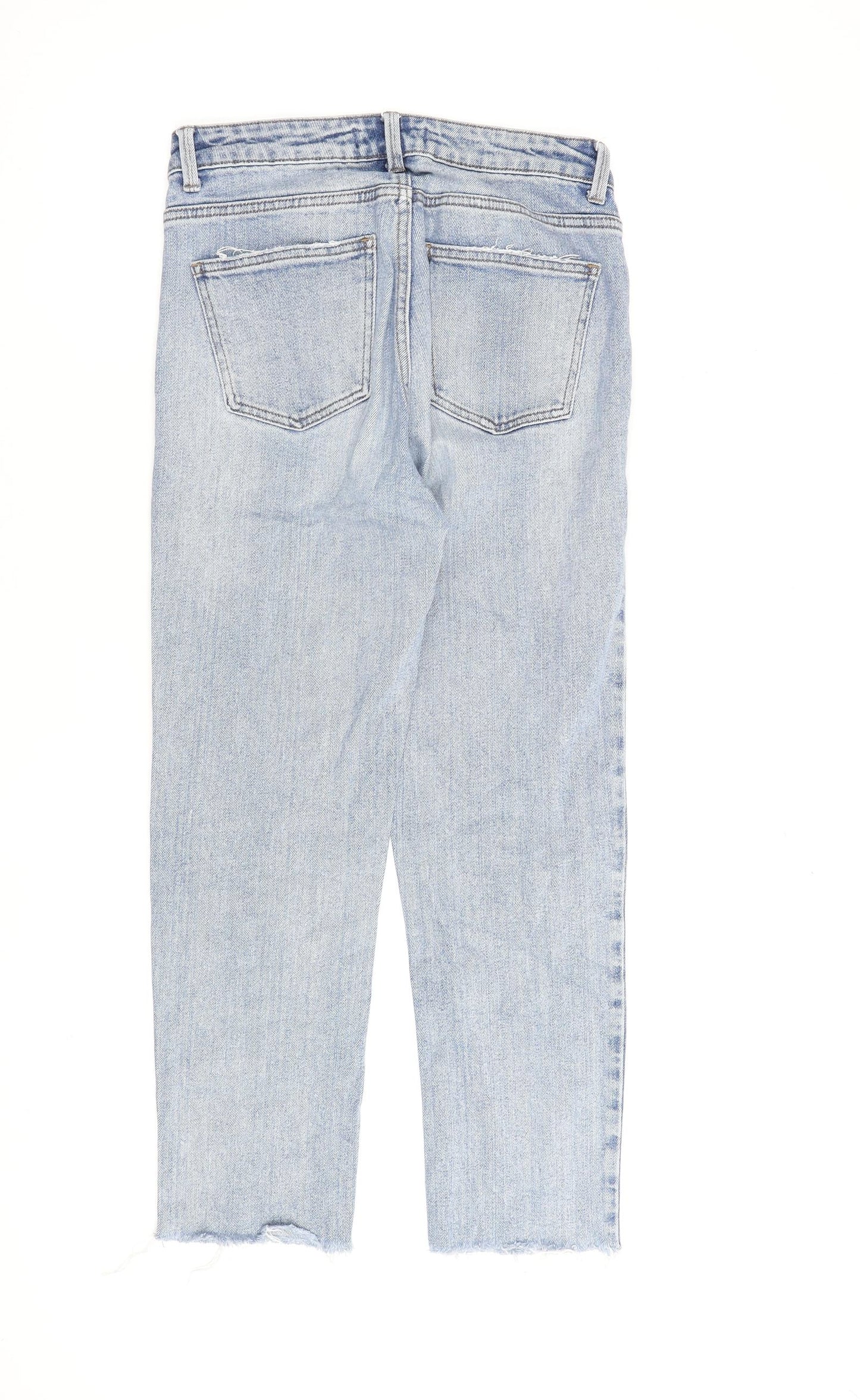 Denim & Co. Womens Blue Cotton Straight Jeans Size 8 L25 in Regular Zip