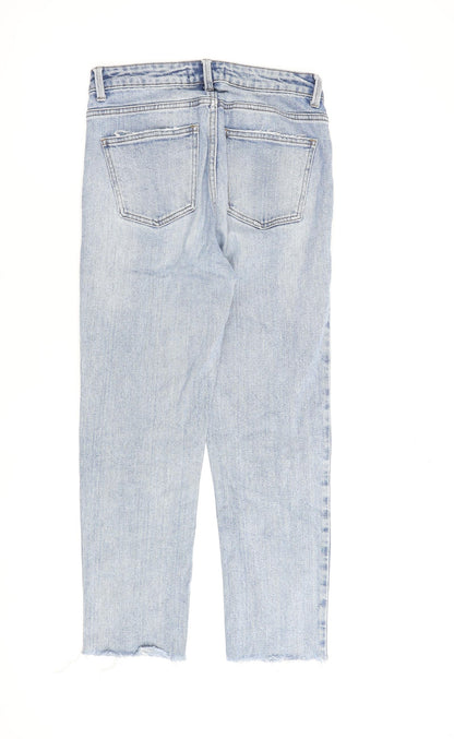 Denim & Co. Womens Blue Cotton Straight Jeans Size 8 L25 in Regular Zip