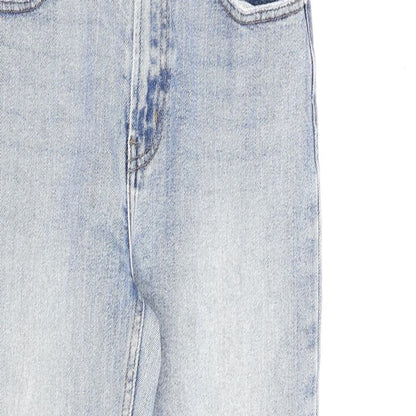 Denim & Co. Womens Blue Cotton Straight Jeans Size 8 L25 in Regular Zip