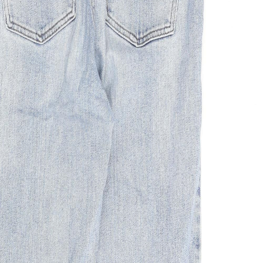 Denim & Co. Womens Blue Cotton Straight Jeans Size 8 L25 in Regular Zip