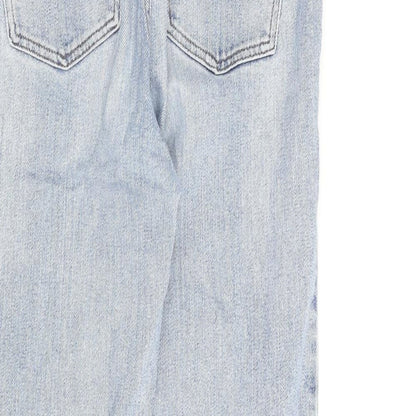 Denim & Co. Womens Blue Cotton Straight Jeans Size 8 L25 in Regular Zip