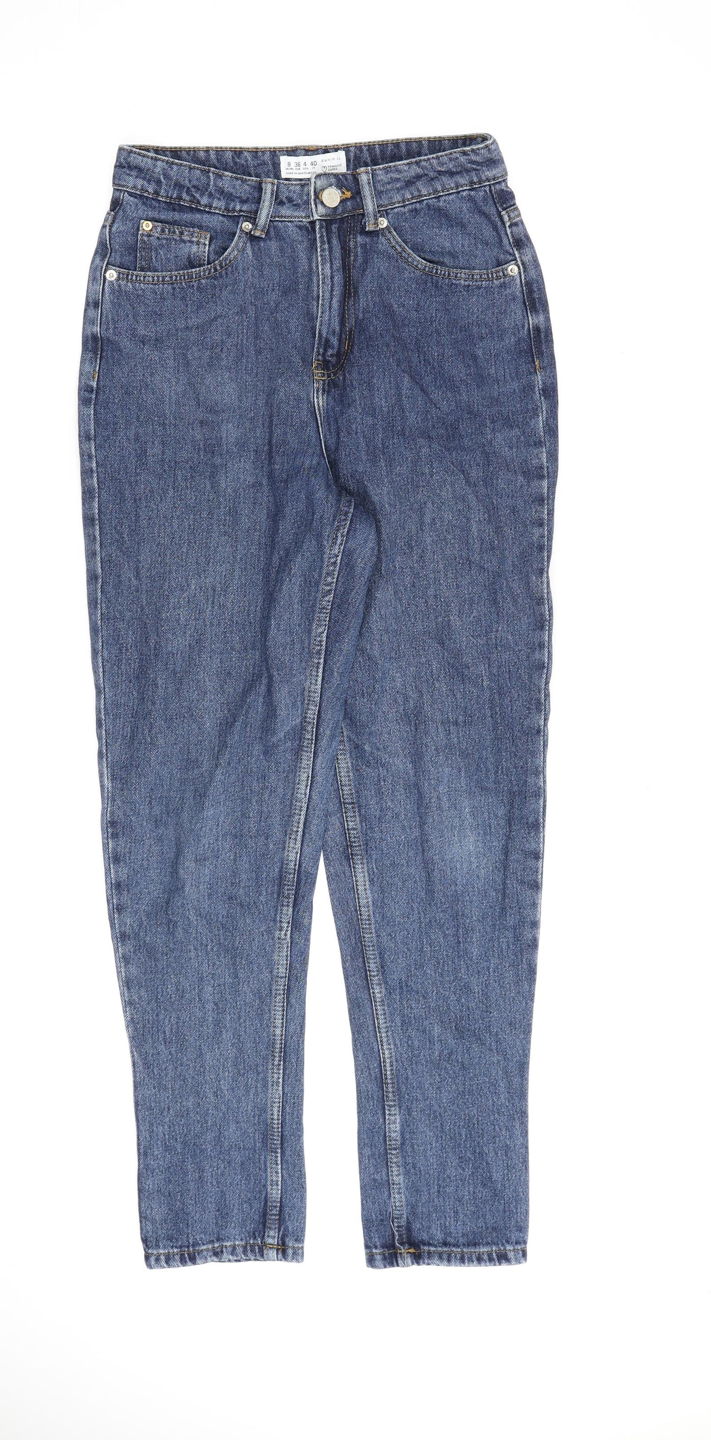 Denim & Co. Womens Blue Cotton Mom Jeans Size 8 L30 in Regular Zip