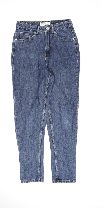 Denim & Co. Womens Blue Cotton Mom Jeans Size 8 L30 in Regular Zip