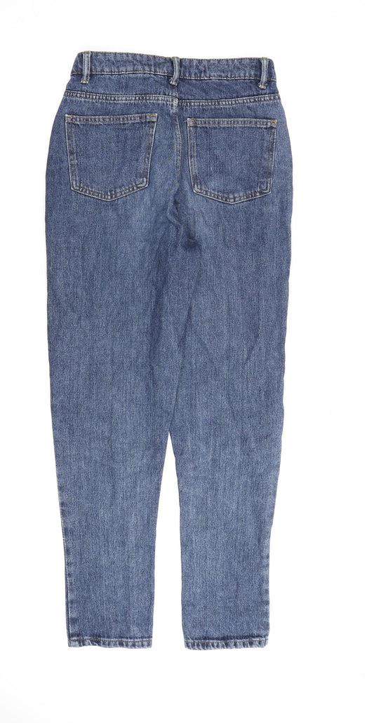 Denim & Co. Womens Blue Cotton Mom Jeans Size 8 L30 in Regular Zip