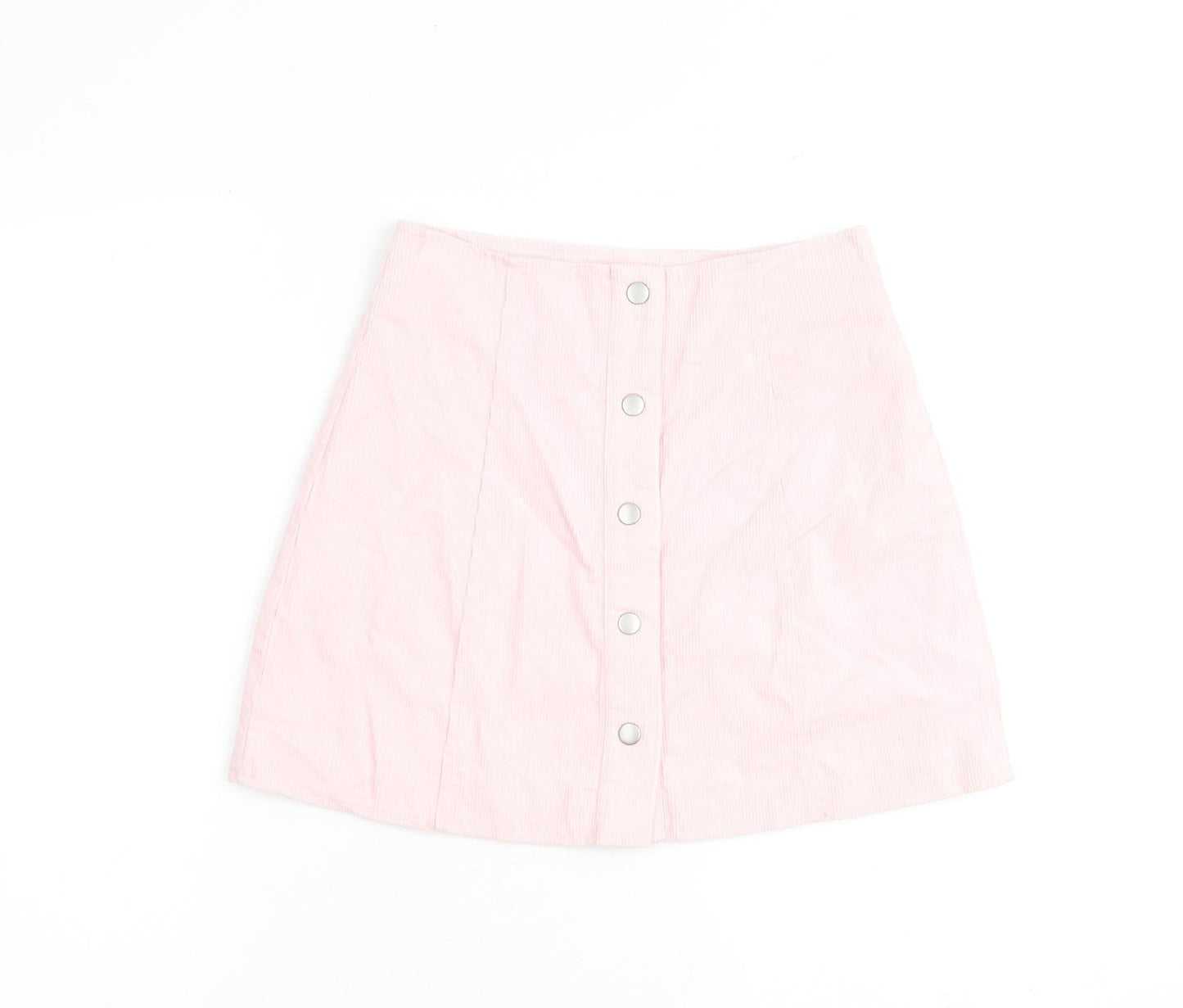 Glamorous Womens Pink Cotton A-Line Skirt Size 8 Button