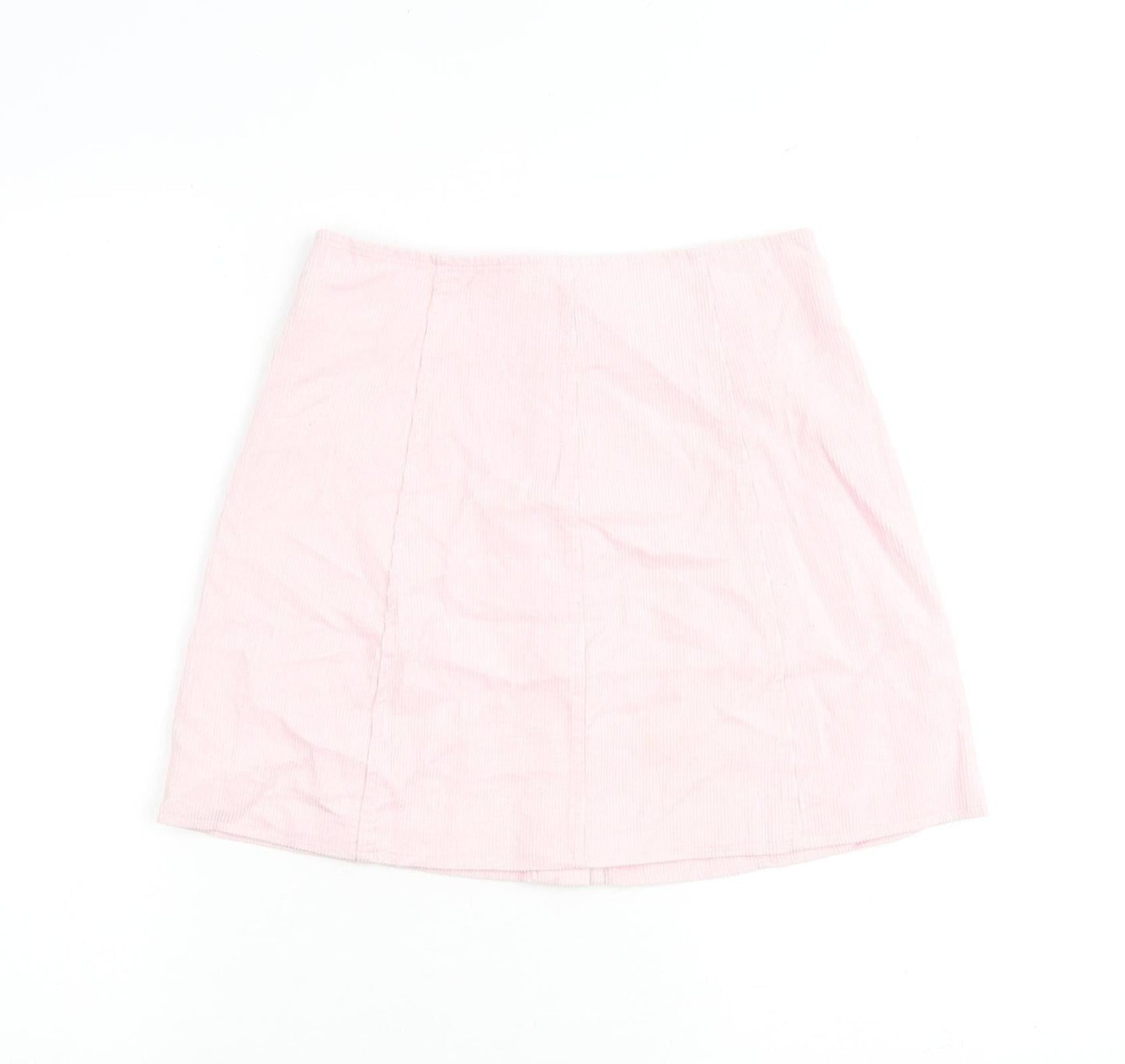 Glamorous Womens Pink Cotton A-Line Skirt Size 8 Button