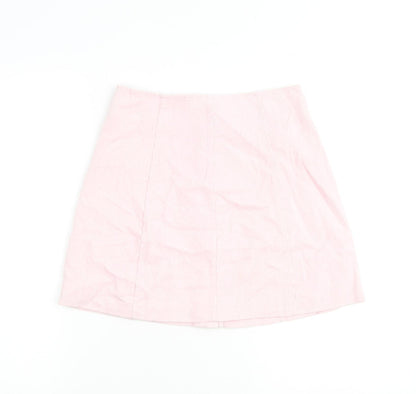 Glamorous Womens Pink Cotton A-Line Skirt Size 8 Button