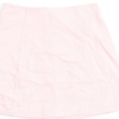 Glamorous Womens Pink Cotton A-Line Skirt Size 8 Button