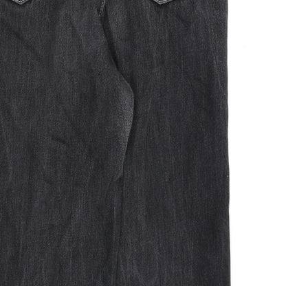 Topshop Womens Black Cotton Wide-Leg Jeans Size 28 in L32 in Regular Zip