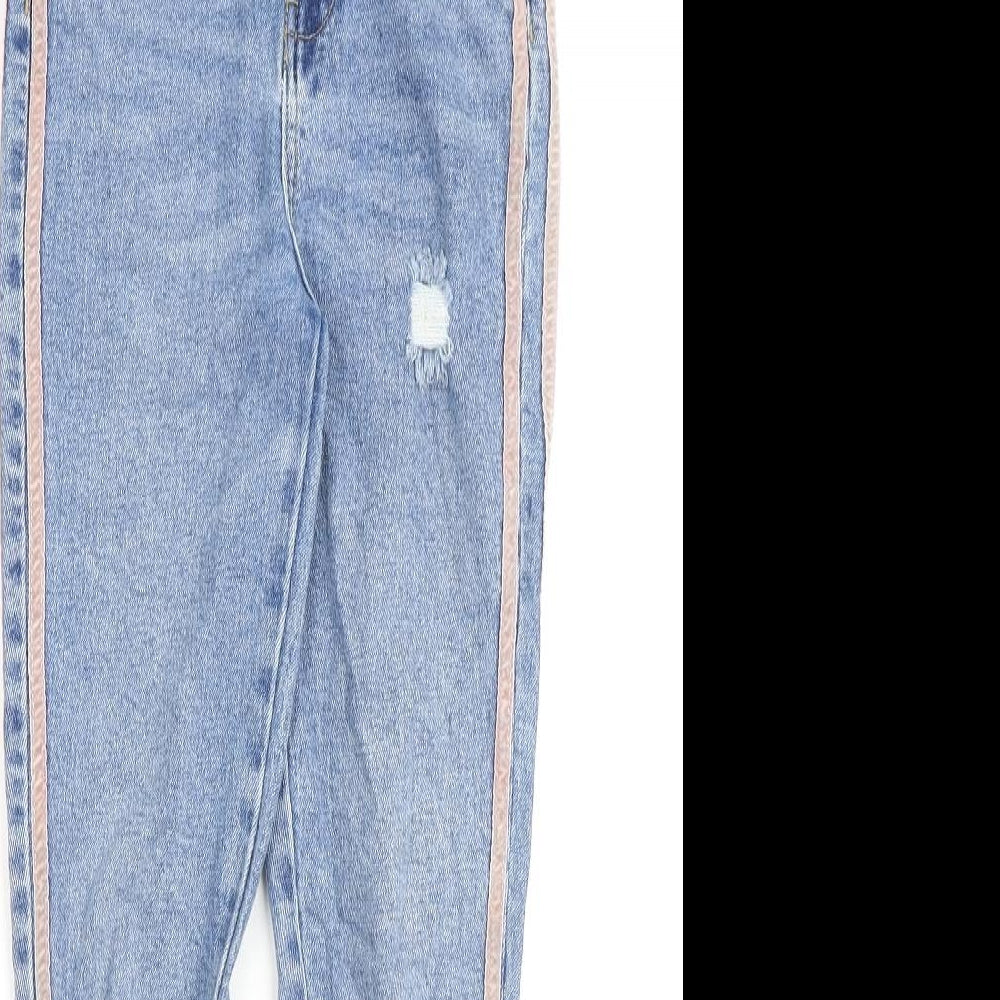 Denim & Co. Girls Blue Cotton Straight Jeans Size 11-12 Years Regular Zip