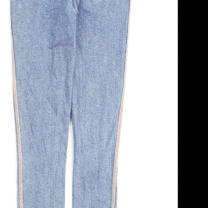 Denim & Co. Girls Blue Cotton Straight Jeans Size 11-12 Years Regular Zip