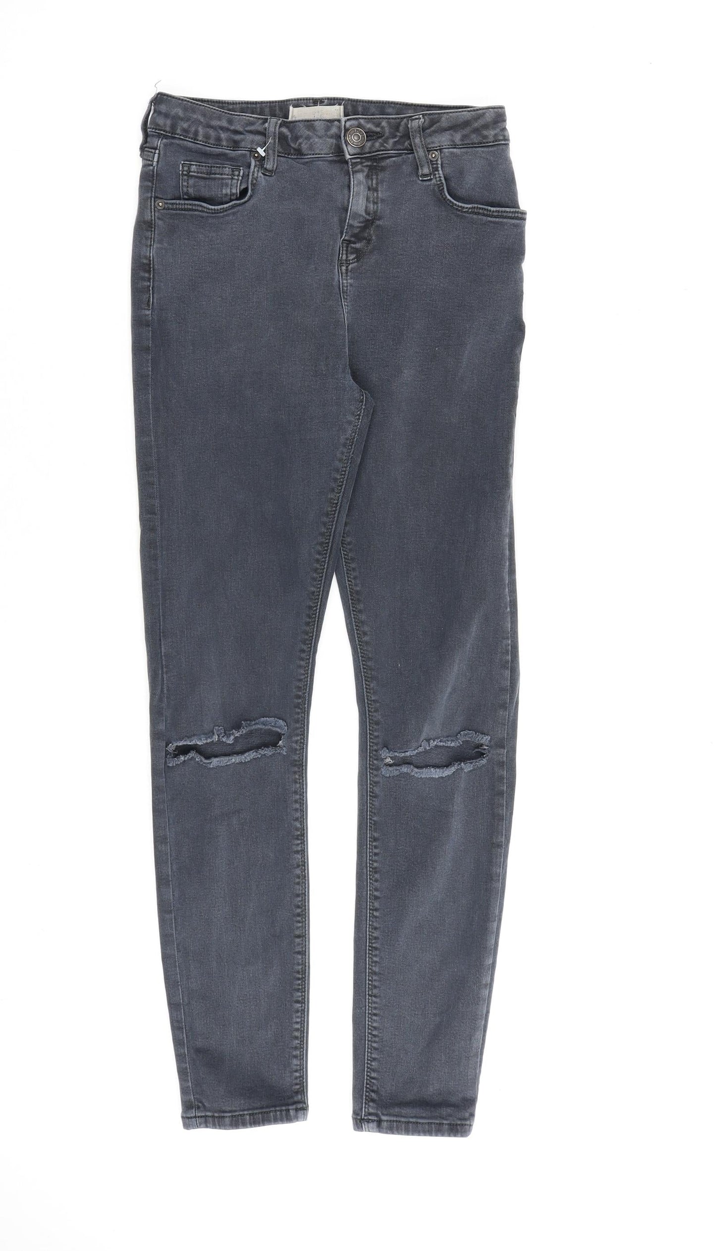 Topshop Womens Grey Cotton Skinny Jeans Size 26 in L28 in Regular Zip