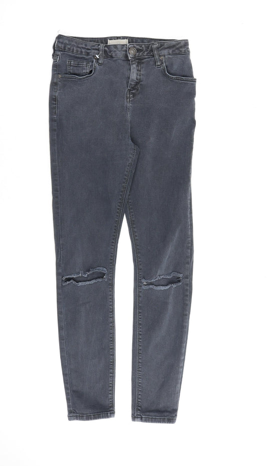 Topshop Womens Grey Cotton Skinny Jeans Size 26 in L28 in Regular Zip