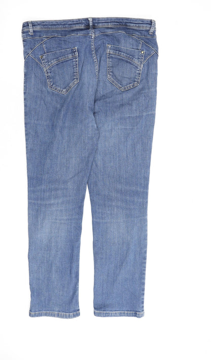 Per Una Womens Blue Cotton Straight Jeans Size 34 in L26 in Regular Zip